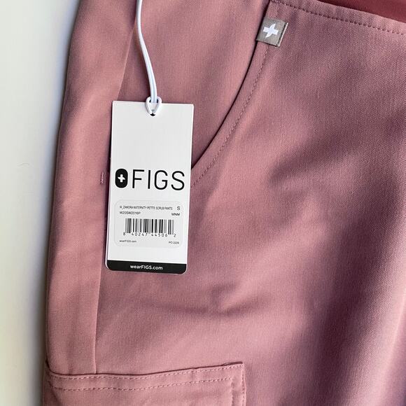 FIGS Zamora Maternity Scrub Pants Jogger Mauve Size Small Petite NEW - Picture 7 of 8